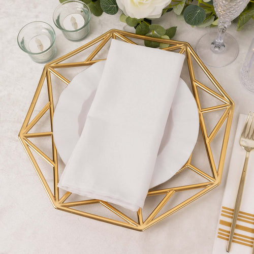 6-Pack Acrylic Charger Plates 13" Octagon Metallic Gold with Hollow Geometric Rim - Plastic Disposable Decorative Chargers